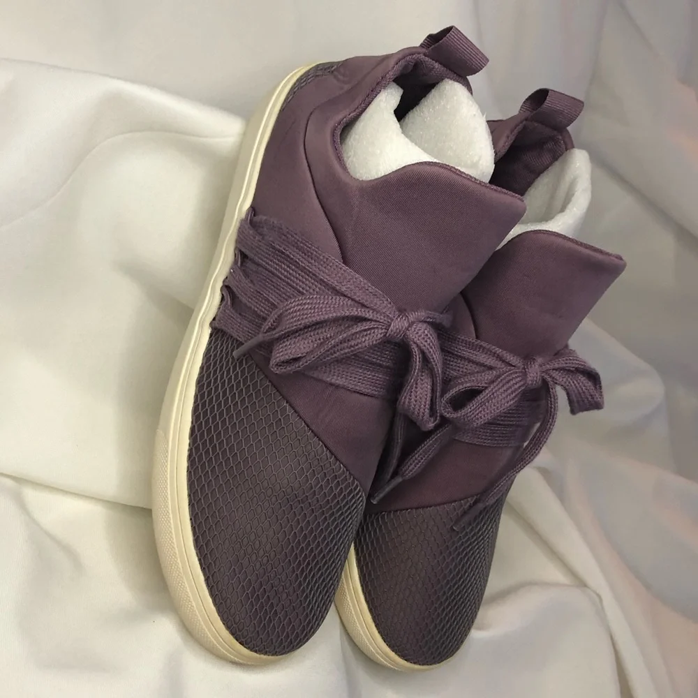 Women’s Lilac High-Top Sneakers - Casual Lace-Up Comfort